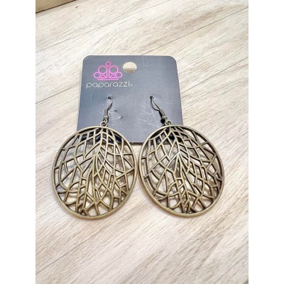 Fractured Foliage Brass Earring