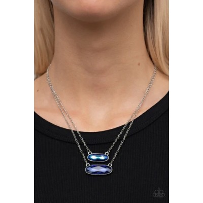 Double Bubble Burst Blue Necklace